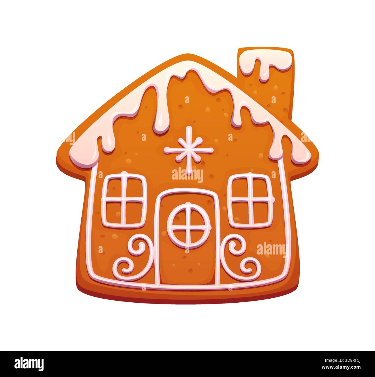 Biscotti della casa di pan di zenzero natalizio a cartoni animati Illustrazione Vettoriale