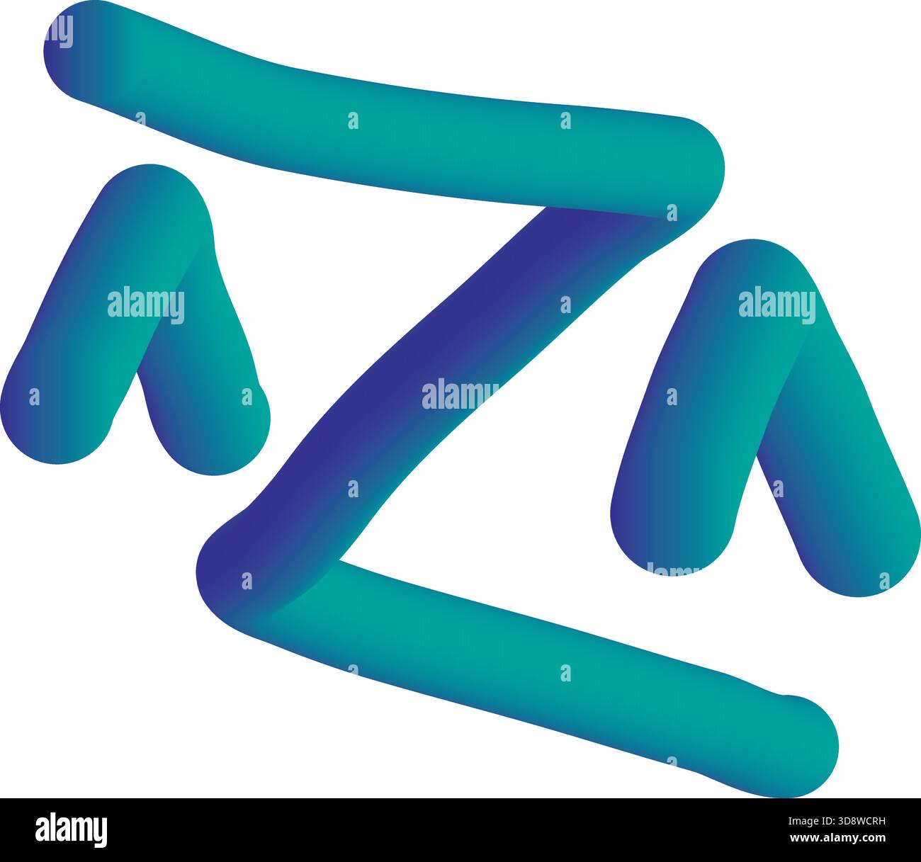 Forme di gradiente 3d astratte in verde acqua e blu Illustrazione Vettoriale