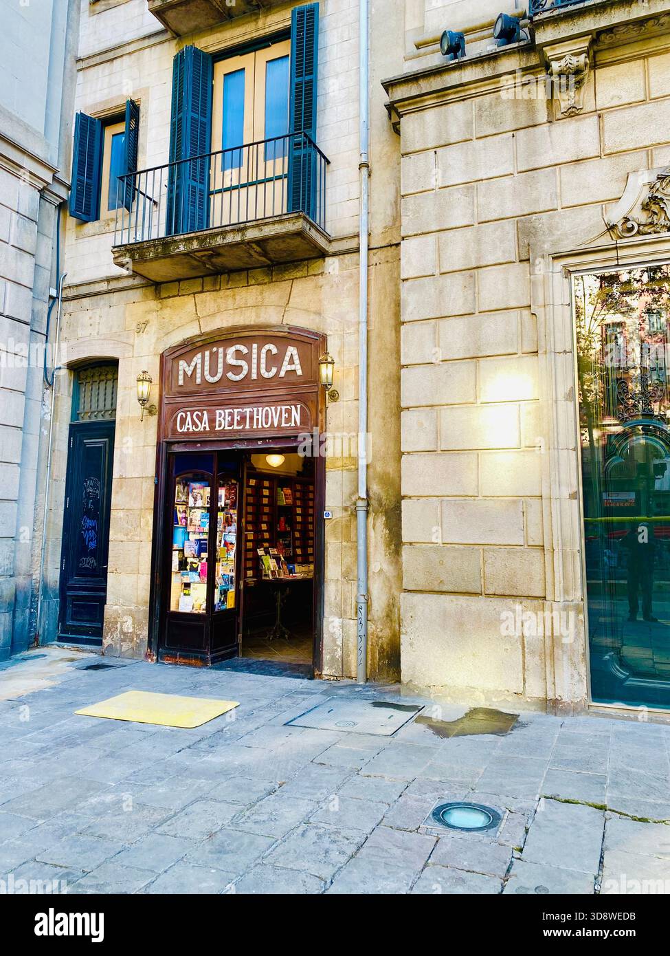Casa Beethoven, negozio di musica vintage nelle Ramblas ancora funzionante. Barcellona Foto Stock