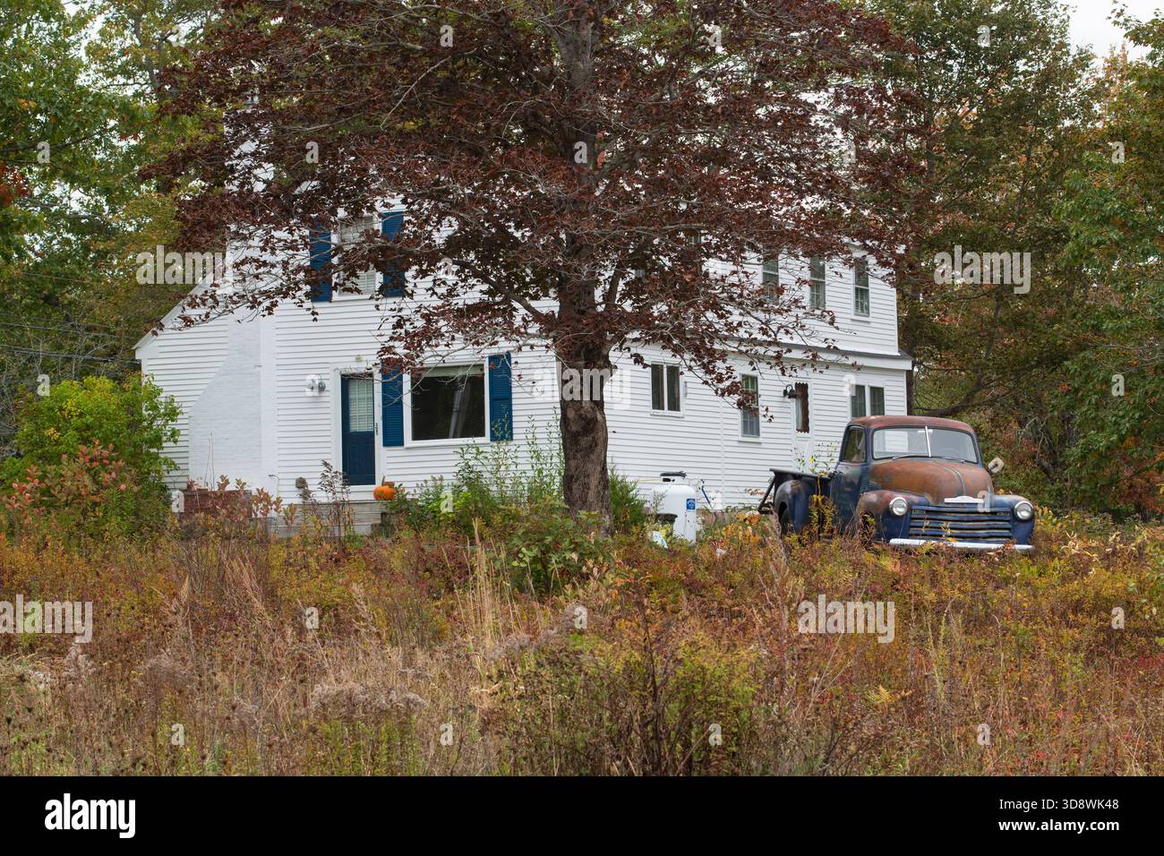 USA, New England, Maine, Costa, Old Truck Foto Stock