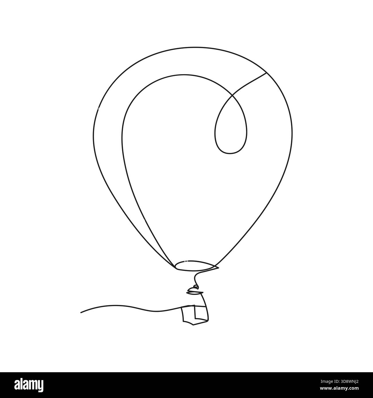 Mongolfiera. Minimo vettore di una linea. Concetto di viaggio e avventura. Illustrazione Vettoriale