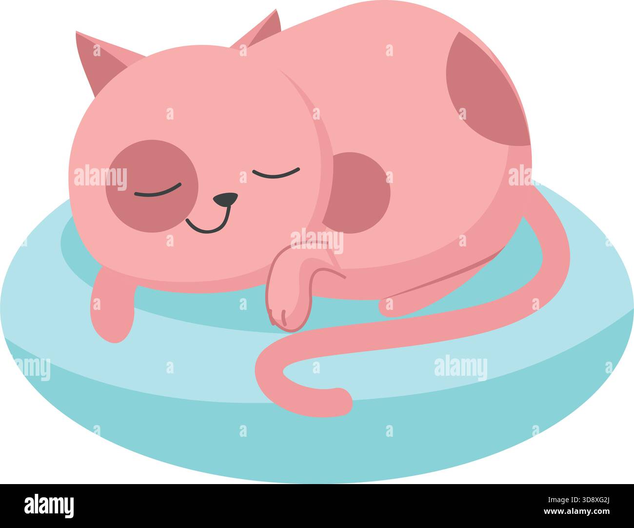 Un gatto adorabile che dorme sull'icona del vettore del cuscino Illustrazione Vettoriale