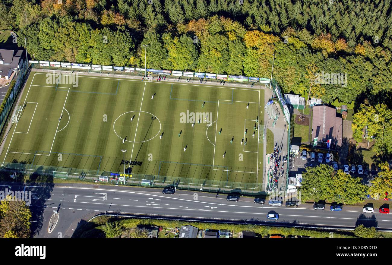 PUS-Arena, Sportpaltz, campo di calcio Frankfurter Strasse, Siegen, Siegerland, Renania settentrionale-Vestfalia, Germania, DE, Europa, vista aerea, vista a volo d'uccello Foto Stock
