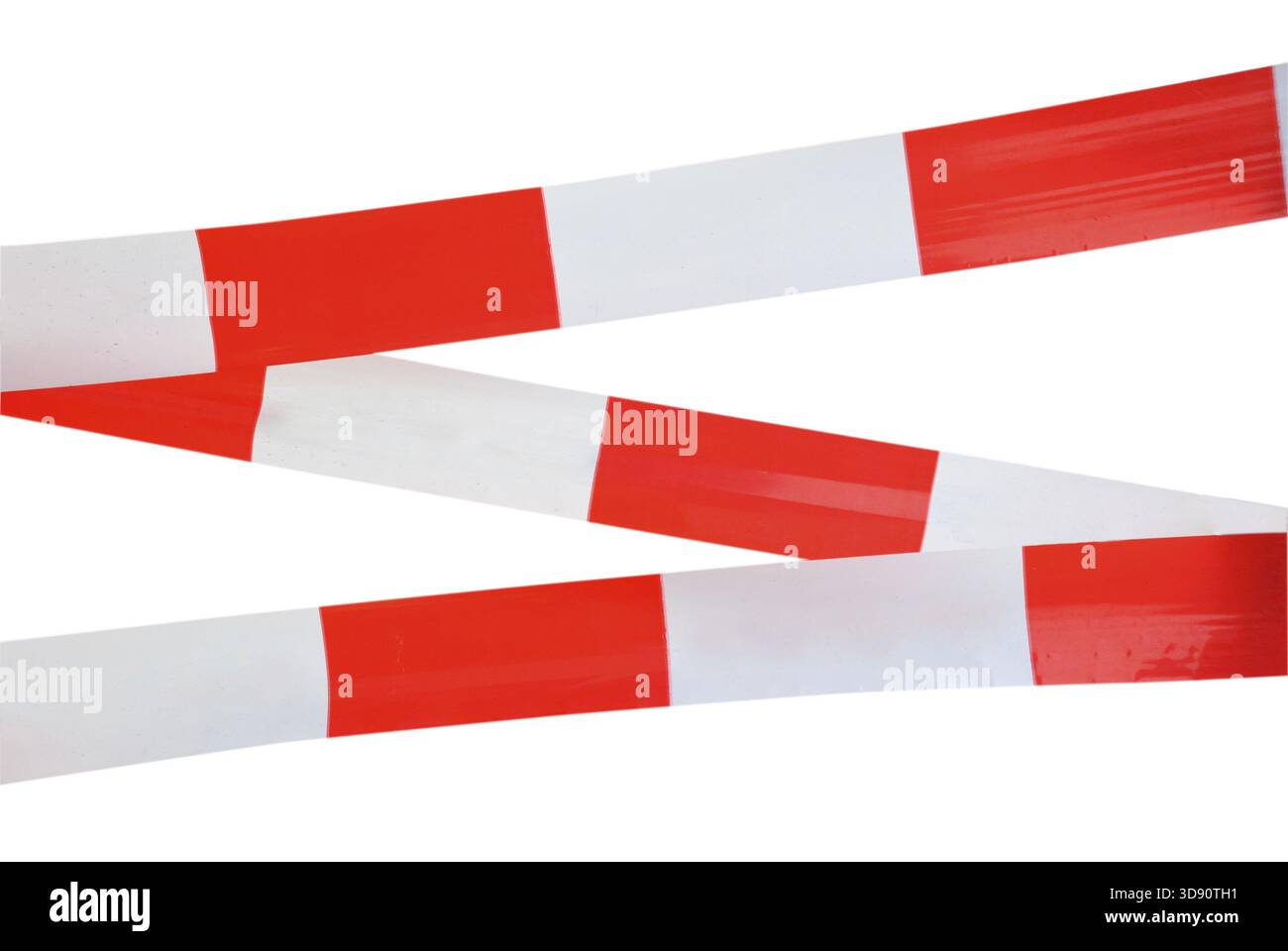 Rossa e bianca a strisce del nastro di sicurezza, isolato su sfondo bianco Foto Stock