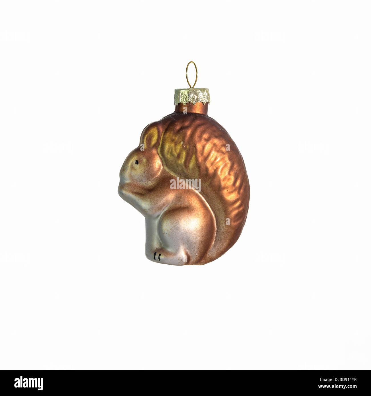 Giocattolo di vetro dell'albero di Natale sotto forma di scoiattolo. Stile retrò. Foto Stock