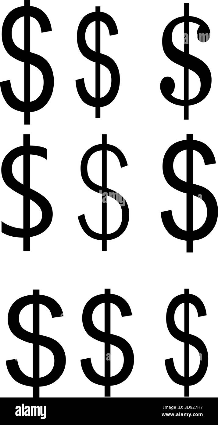 Modello di ripetizione del simbolo del dollaro nero vettoriale, simbolo della valuta monetaria Design vettoriale Illustrazione Vettoriale