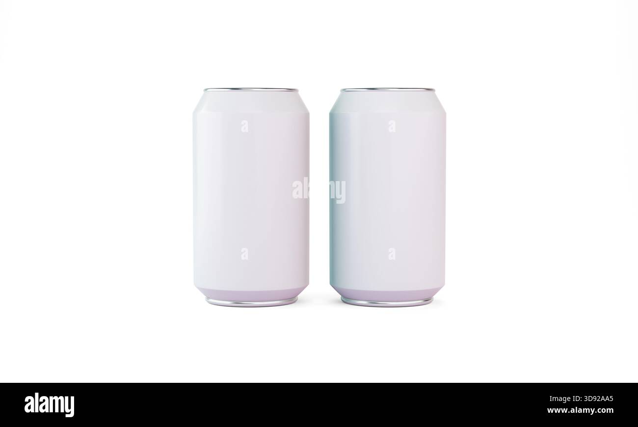 Le lattine di bevande vuote isolano il rendering 3D del mockup Foto Stock