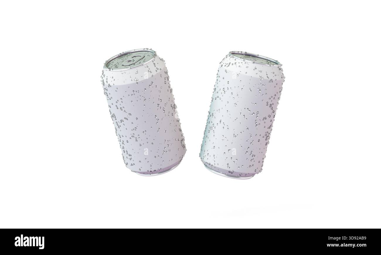 Le lattine di bevande fredde isolano il rendering 3D del mockup Foto Stock