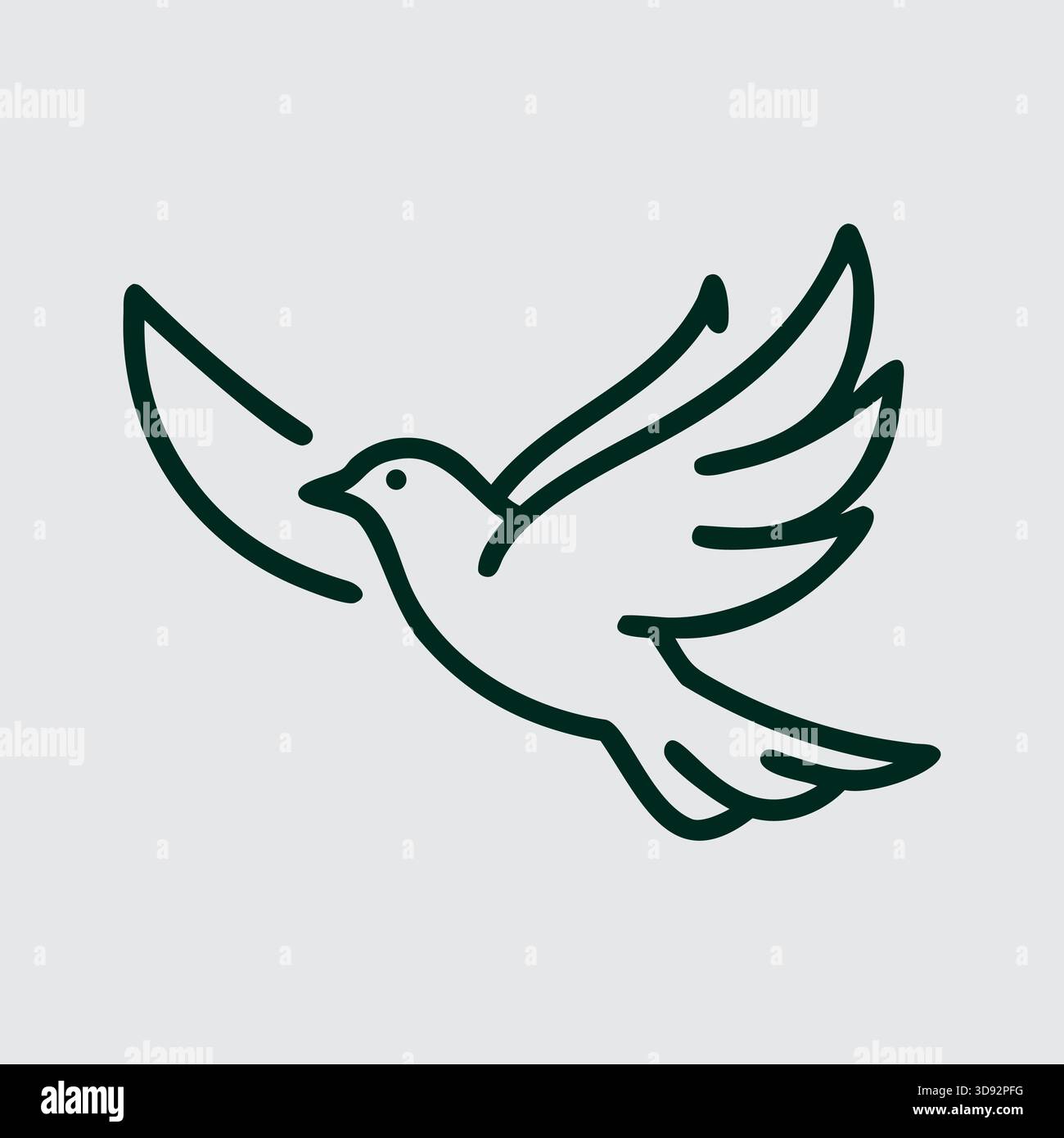 Elegante simbolo della colomba Art Line per il design di pace e tranquillità Illustrazione Vettoriale