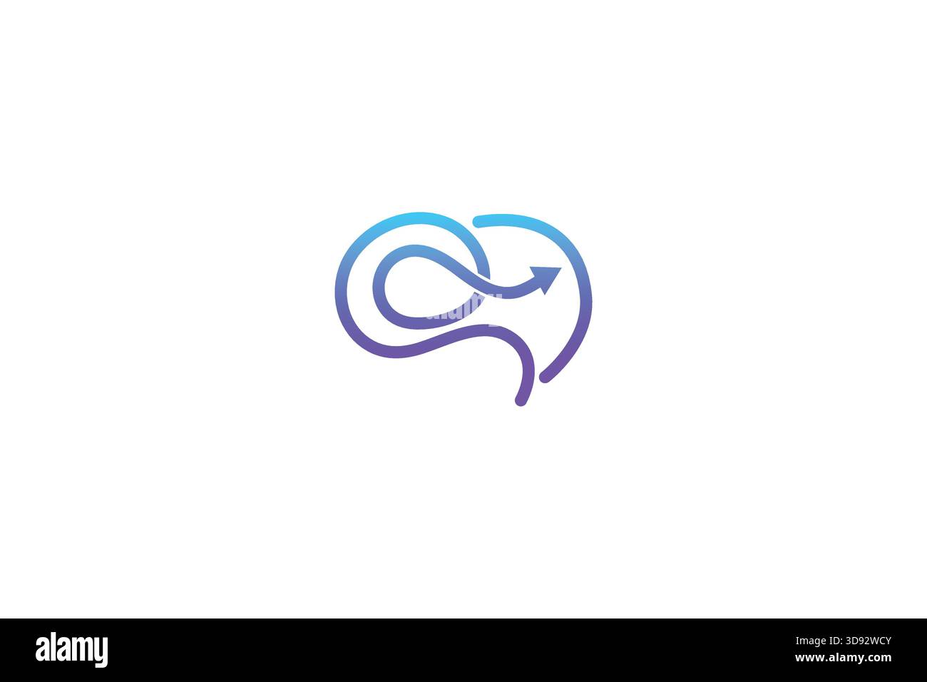 Cervello minimale con logo freccia su sfondo bianco Illustrazione Vettoriale