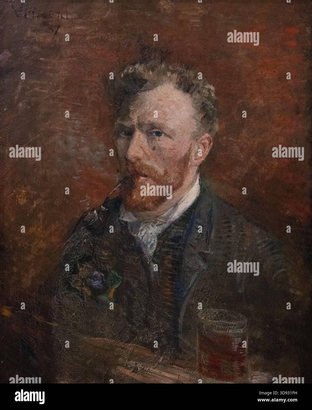 Pittura di Vincent Van Gogh; autoritratto di Van Gogh 1887; olio su tela; pittore post-impressionista olandese. Dipinti di Van Gogh Foto Stock