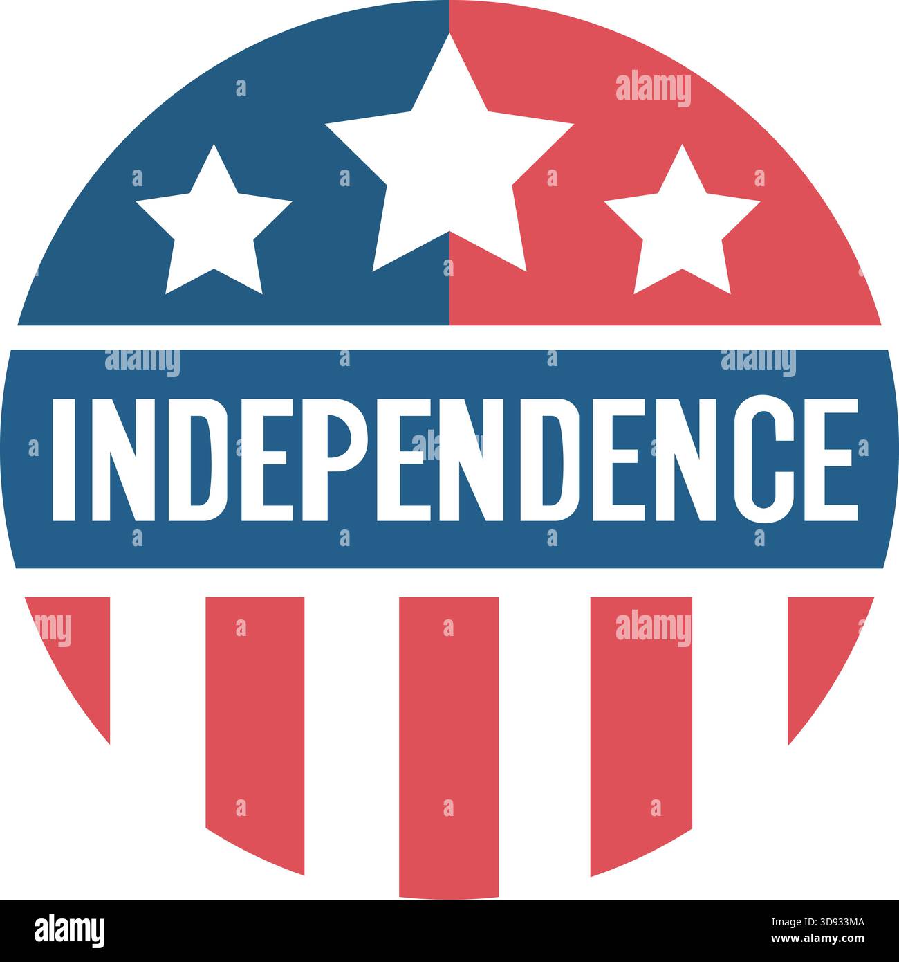 Questo vivace distintivo simboleggia l'Independence Day, caratterizzato da un design circolare che incorpora i colori rosso, bianco e blu della bandiera americana lungo il wi Illustrazione Vettoriale