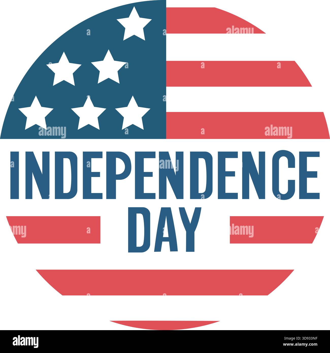 Questo emblema accattivante celebra l'Independence Day con un creativo design circolare. Incorporando i colori e le fantasie della bandiera americana, è featur Illustrazione Vettoriale