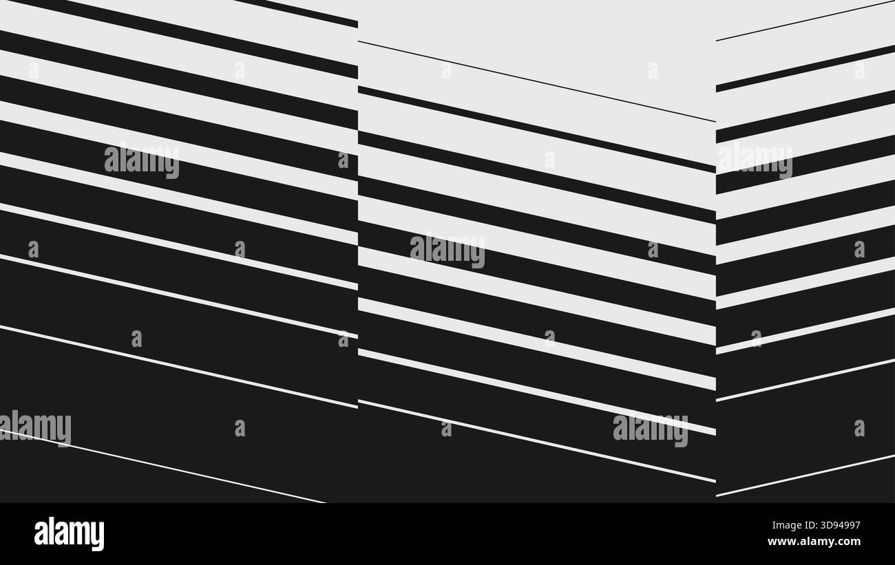 Arte moderna astratta in stile brutalismo, ornamento geometrico postmoderno, linea obliqua vettoriale di transizione diagonale dinamica, texture gradazione mezzitoni, thi Illustrazione Vettoriale