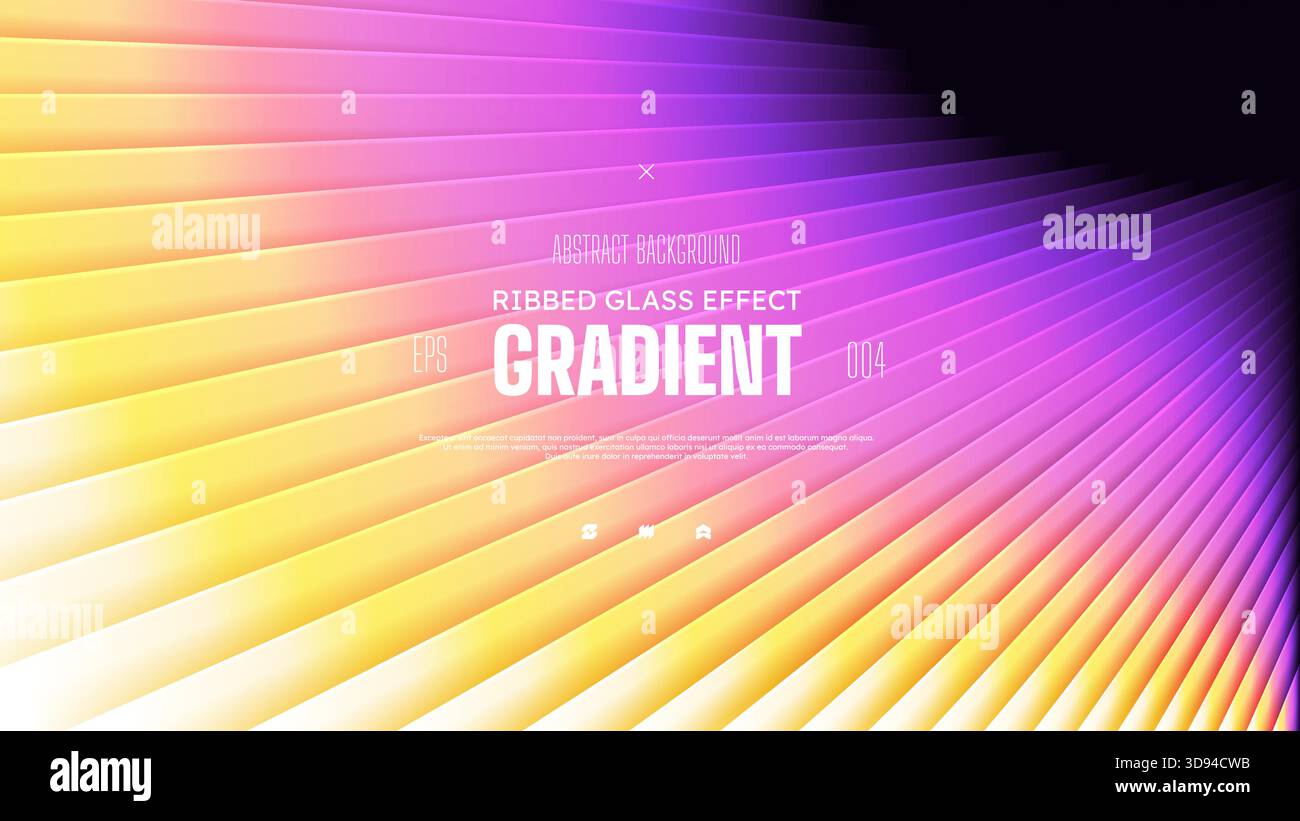 Texture frattale con nervature al neon iridescenti con strisce scanalate lisce e brillanti onde sfumate, linee diagonali colorate sovrapposte, bac gradiente Illustrazione Vettoriale