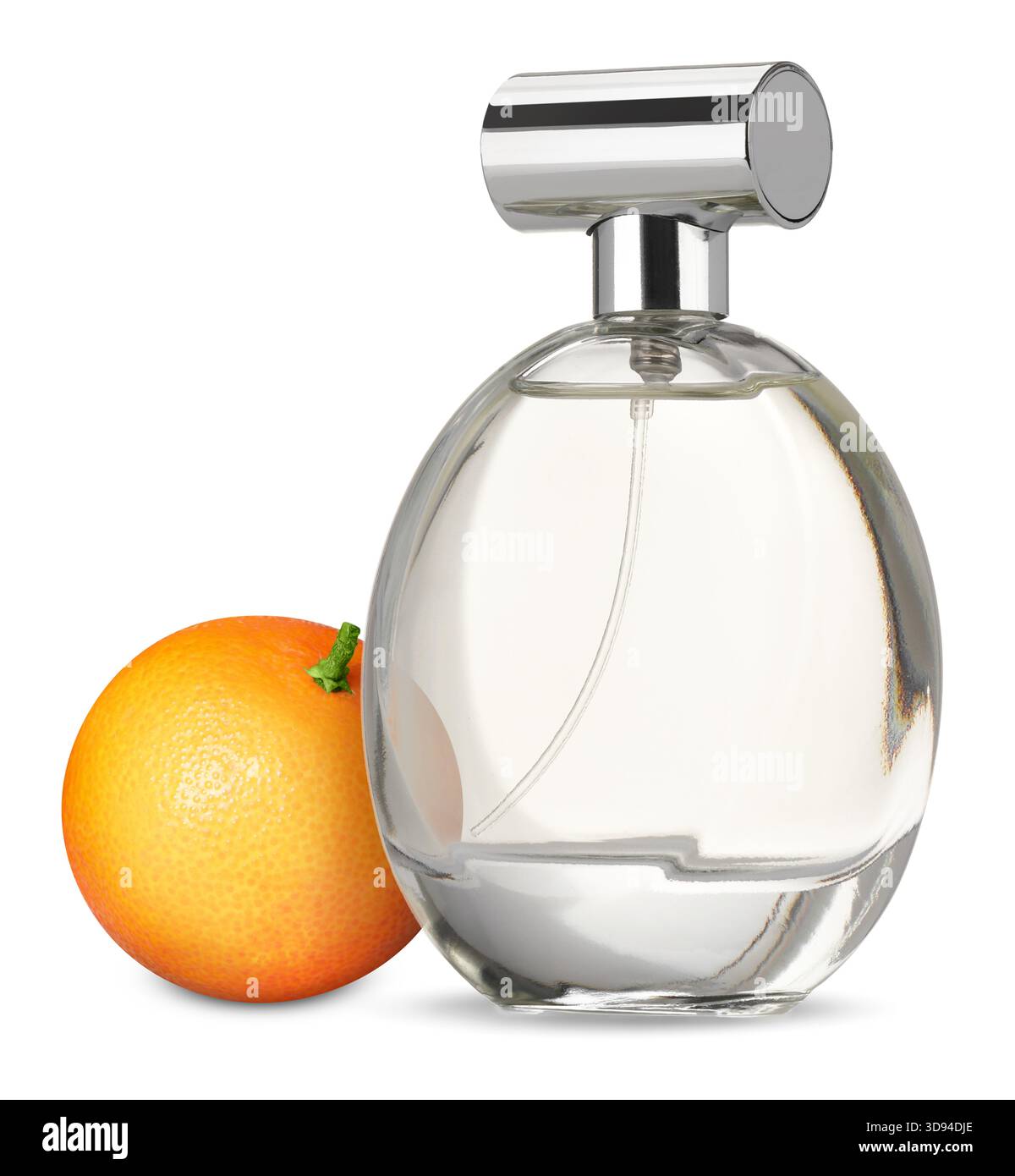 Profumo di agrumi e mandarino fresco isolato su bianco Foto Stock