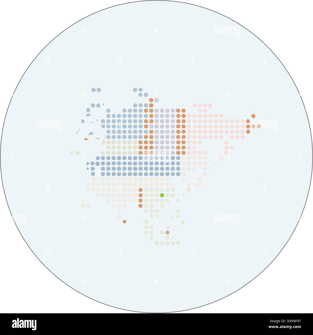 Illustrazione della mappa degli Stati Uniti punteggiata – Modern Pixel Dot United States Map in Minimal Circular Design, Abstract Geographic Infographic Graphic Illustrazione Vettoriale