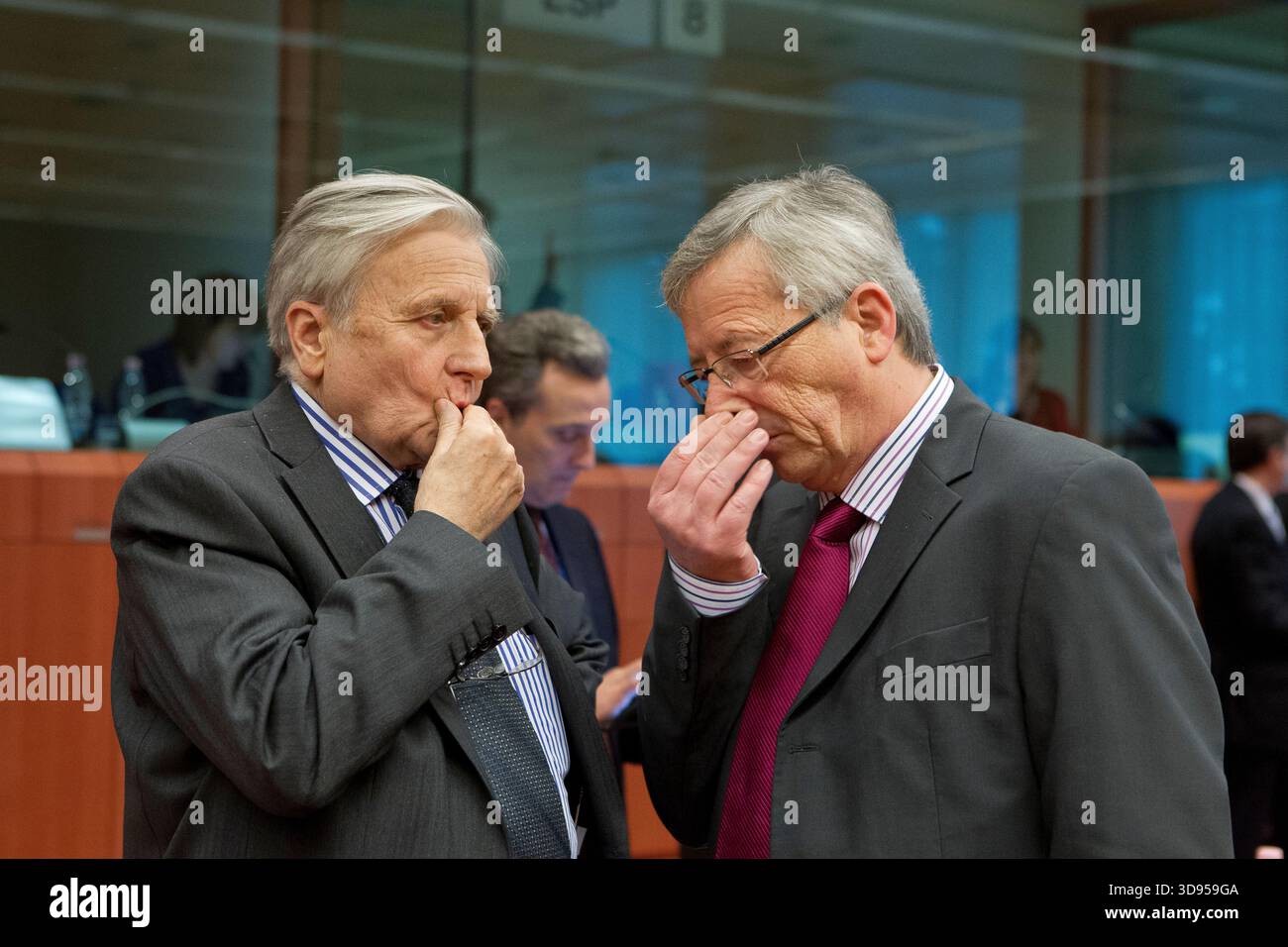 Jean Claude Trichet e Jean Claude Juncker Foto Stock