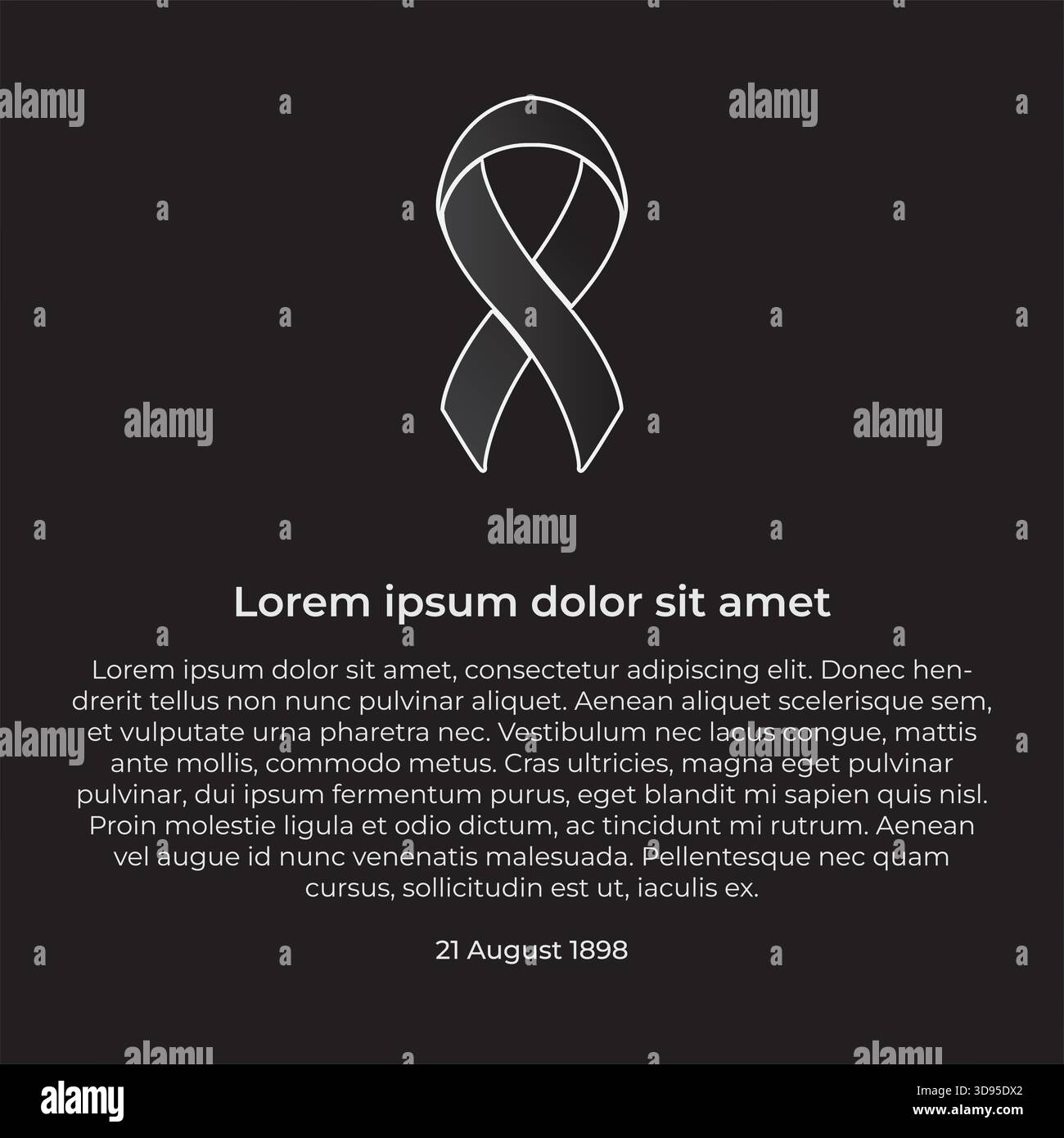 logo del nastro nero come simbolo di lutto e solidarietà o resistenza contro l'ingiustizia Illustrazione Vettoriale