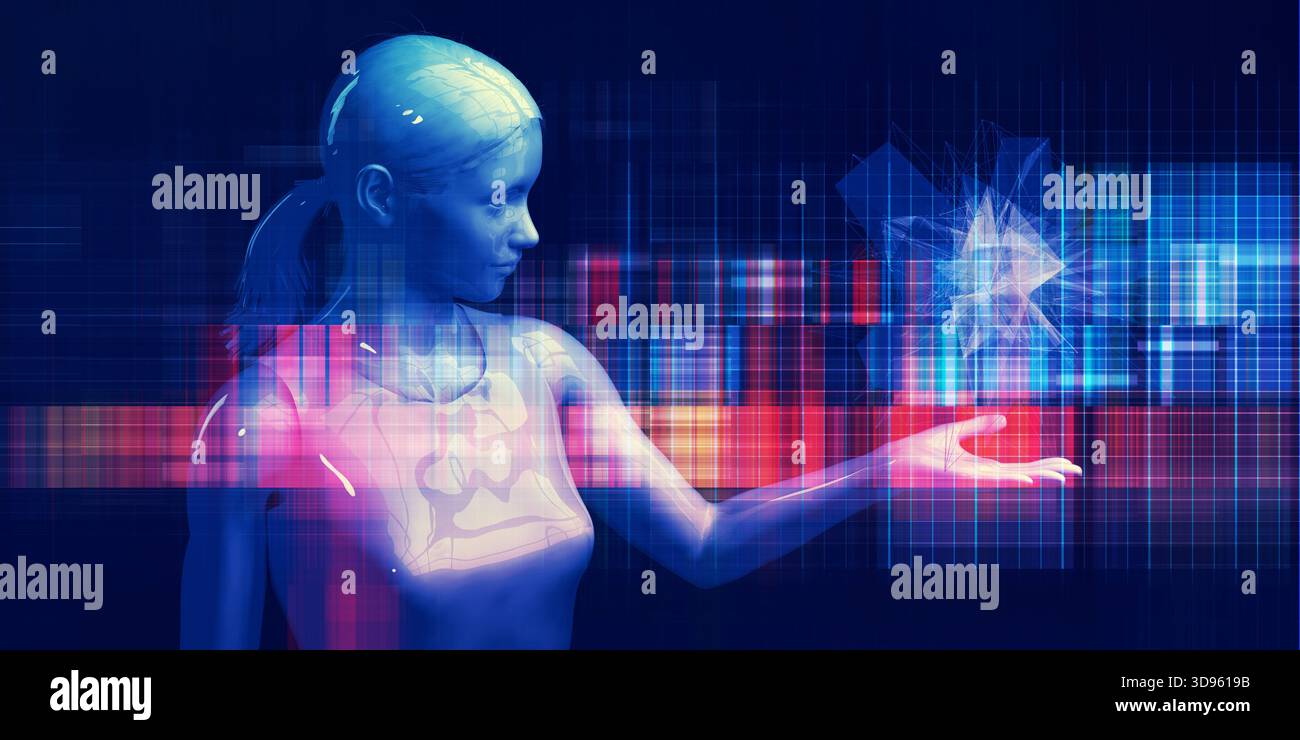 Struttura futuristica dei dati nel rapporto sull'intelligenza artificiale Foto Stock