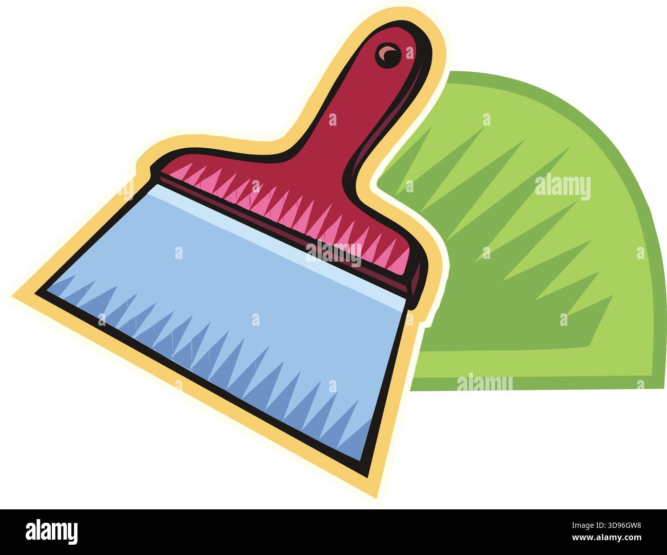 Un'illustrazione vettoriale astratta mostra uno strumento coltello stucco in stile cartone animato Illustrazione Vettoriale