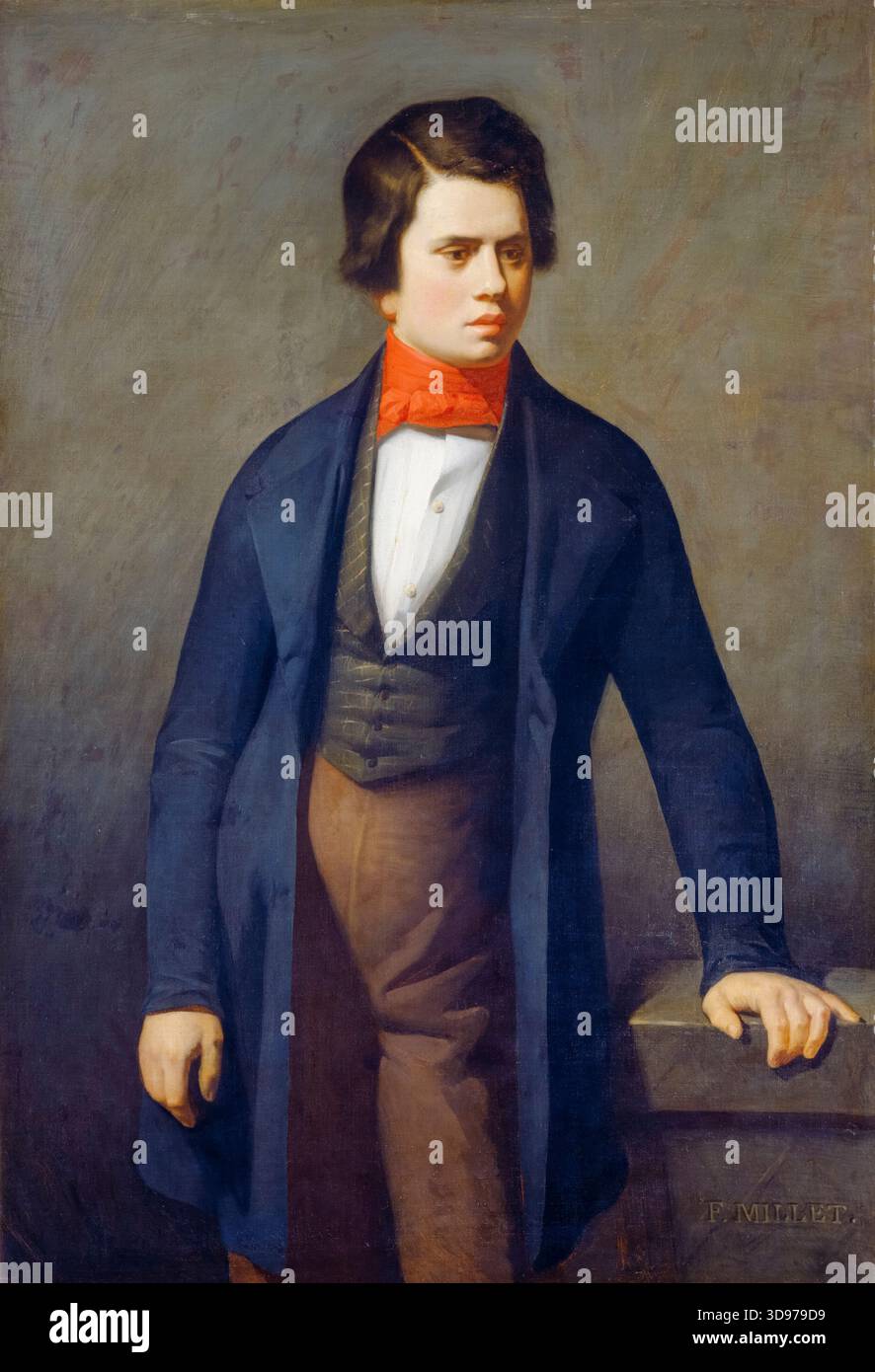 LeConte de Lisle (1818-1894), poeta francese del movimento Parnassiano, ritratto a olio su tela di Jean Francois Millet, circa 1840-1841 Foto Stock