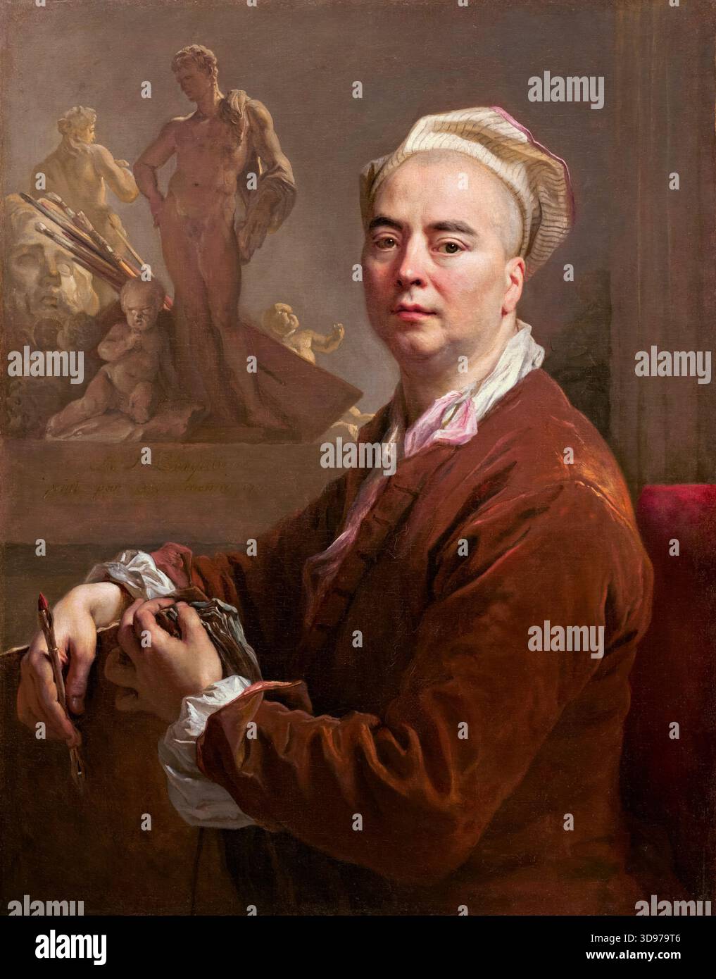 Nicolas de Largillière (1656-1746), Autoritratto del pittore e disegnatore francese in olio su tela, 1707 Foto Stock