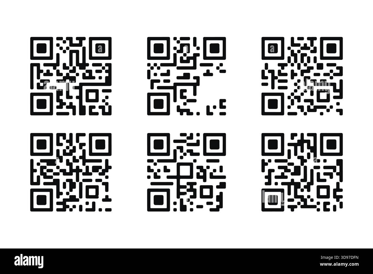 Raccolta di progetti di codici QR a risposta rapida per le applicazioni di scansione Illustrazione Vettoriale