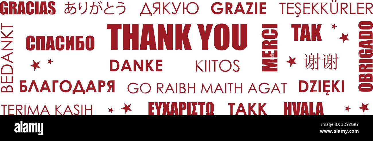 testo di ringraziamento in diverse lingue illustrazione vettoriale Illustrazione Vettoriale