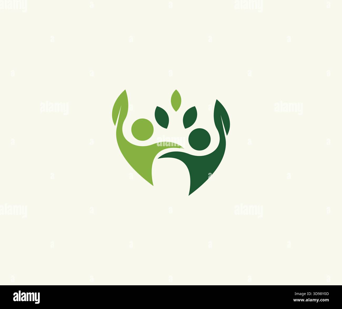 Icona ecologica con logo a foglia umana, stile di vita sano Logo organico uomo a foglia Illustrazione Vettoriale