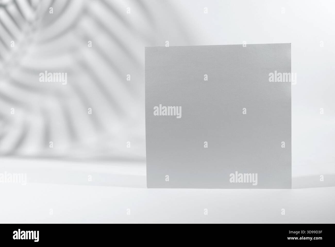 Foglio di carta o scheda vuota con ombre delle lamelle realistiche. Sfondo creativo con foglio di carta vuoto con spazio di copia. Colore dell'anno 2026 Foto Stock