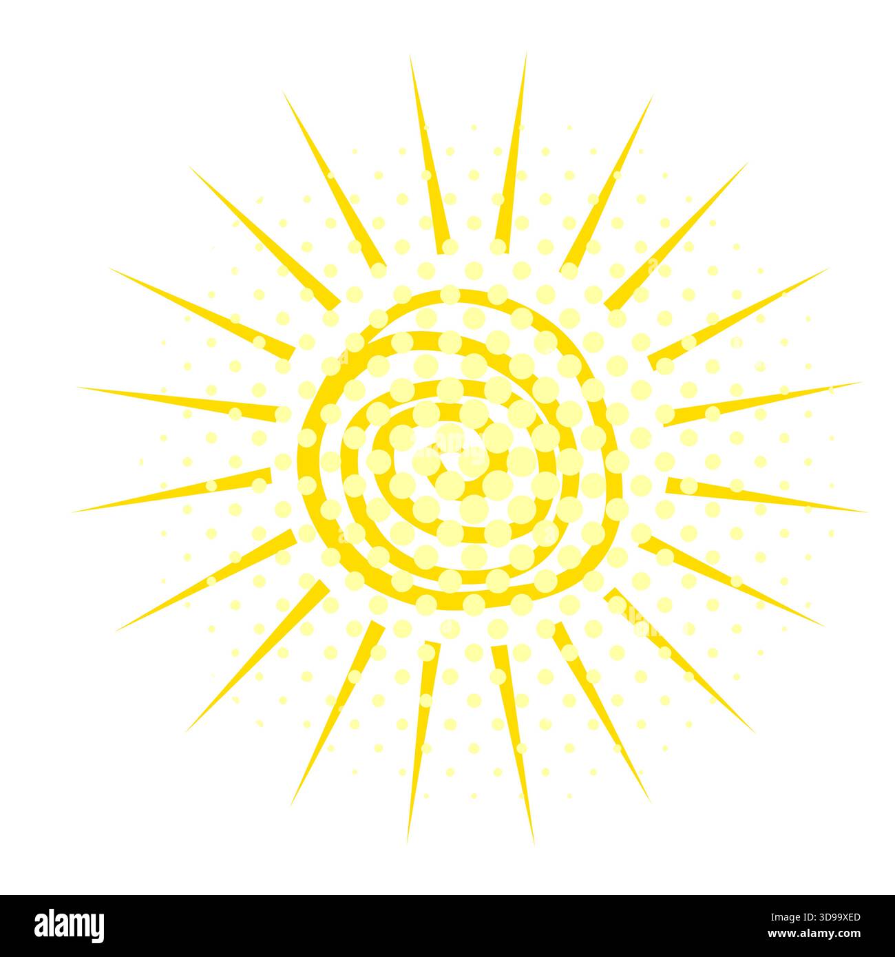 Un bel sole a doodle. Illustrazione dello schizzo di Doodle Sun. Bel sole arancione disegnato a mano. Non l'intelligenza artificiale, Scribble Doodle Children Drawn Style. Vettore Illustrazione Vettoriale