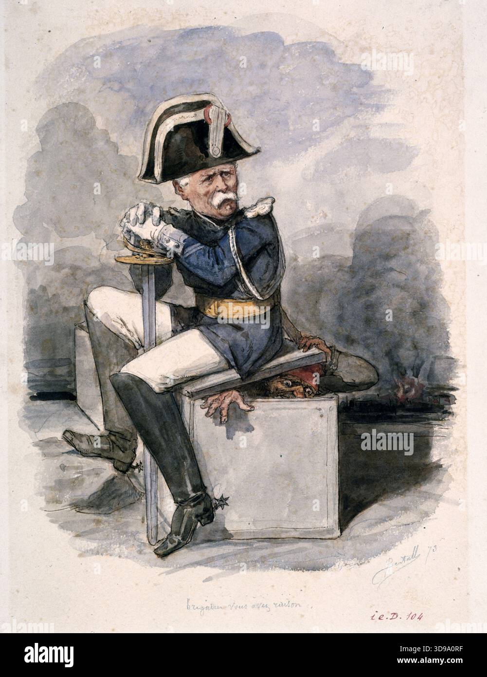 Caricatura del maresciallo MacMahon, Bertall (Albert d'Arnoux, noto come), Draughtsman, 1873, disegno, arti grafiche, disegno, dimensioni - opera d'arte: altezza: 26,5 cm, larghezza: 20,8 cm, dimensioni - supporto museale: altezza: 48 cm, larghezza: 37 cm, dimensioni - tappetino museale: altezza: 50 cm, larghezza: 40 Foto Stock
