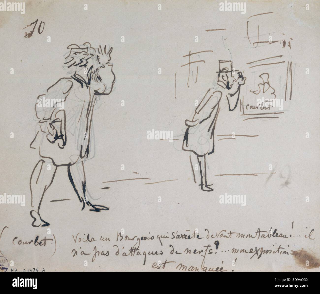 Caricatura per le Charivari, di Cham (Amédée Charles de Noé, noto come), Illustrator, XIX secolo, disegno, arti grafiche, disegno, inchiostro marrone, carta, penna, dimensioni - disegno: altezza: 15 cm, larghezza: 17,9 Foto Stock