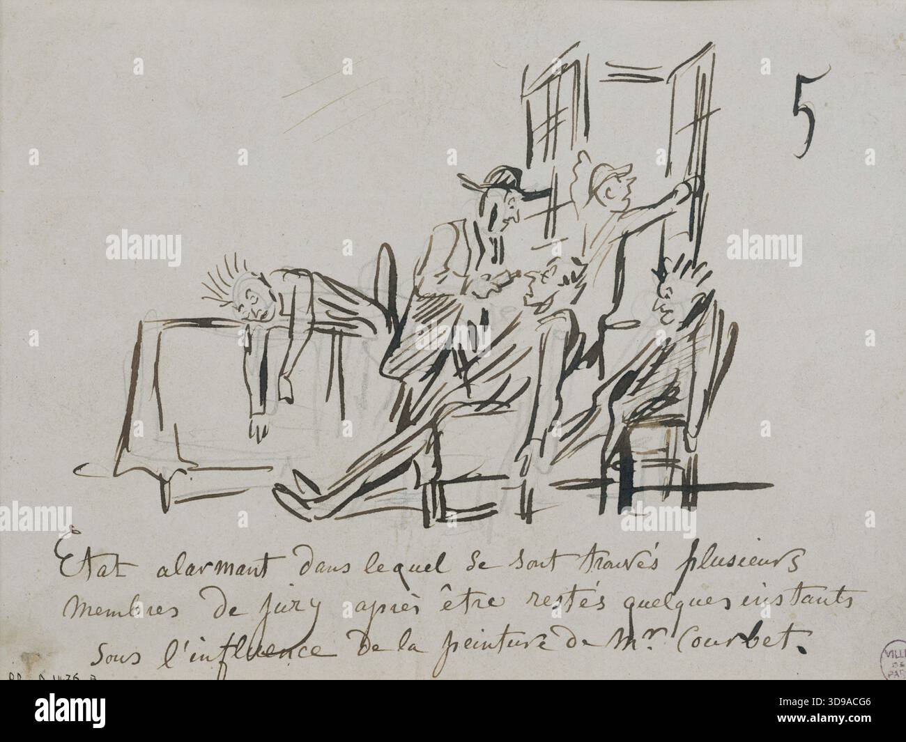 Caricatura per le Charivari, di Cham (Amédée Charles de Noé, noto come), Illustrator, 1864, XIX secolo, disegno, arti grafiche, disegno, penna, inchiostro marrone, matita in grafite, carta, dimensioni - illustrazione: altezza: 13,4 cm, larghezza: 17,8 Foto Stock