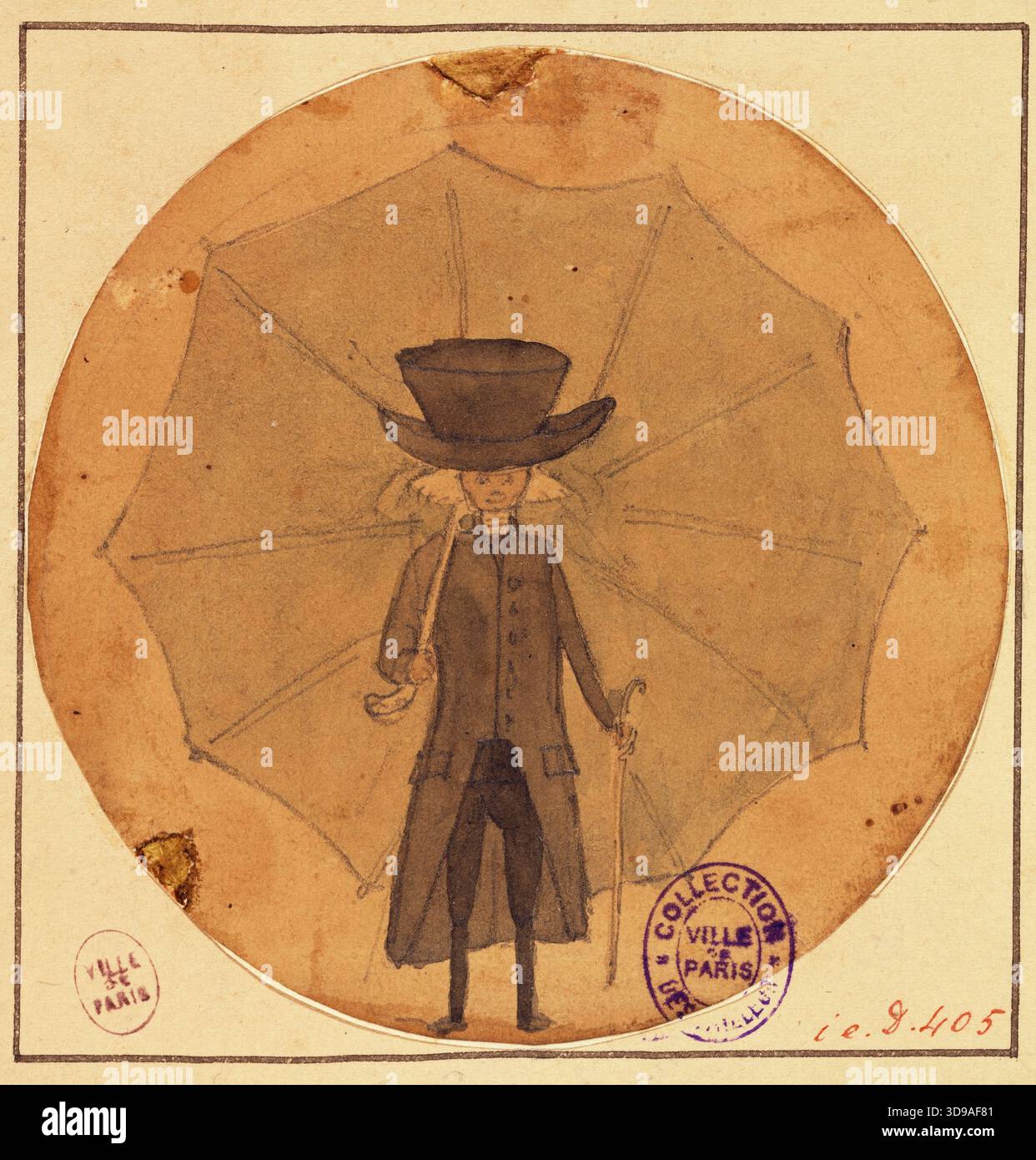 Caricatura di Parigi, architetto, di Pierre-Luc-Charles Ciceri, Draughtsman, Array, disegno, arti grafiche, disegno, dimensioni - disegno: altezza: 10,1 cm, larghezza: 10 cm, dimensioni - supporto originale: altezza: 17,7 cm, larghezza: 13,9 cm, dimensioni - tappetino museo: altezza: 50 cm, larghezza: 40 Foto Stock