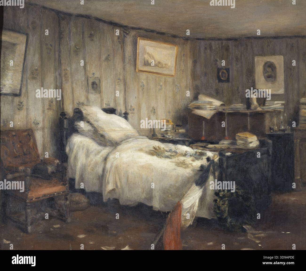 Camera della morte di Gambetta, nella sua villa Les Jardies, Ville-d'Avray, gennaio 1883, Denizard, Pittore, array, Pittura, immagine, dimensioni - lavoro: altezza: 37,5 cm, larghezza: 46 Foto Stock