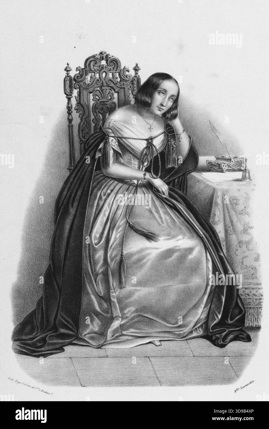 Marie Dorval, Lacauchie, Alexandre, autore del modello, stamperia Rigo, disegnatore-litografo, XIX secolo, Museo di vita romantica, Arti grafiche, Stampa, litografia, Francia, Francia, dimensioni - illustrazione: altezza: 32,2 cm, larghezza: 24,9 Foto Stock