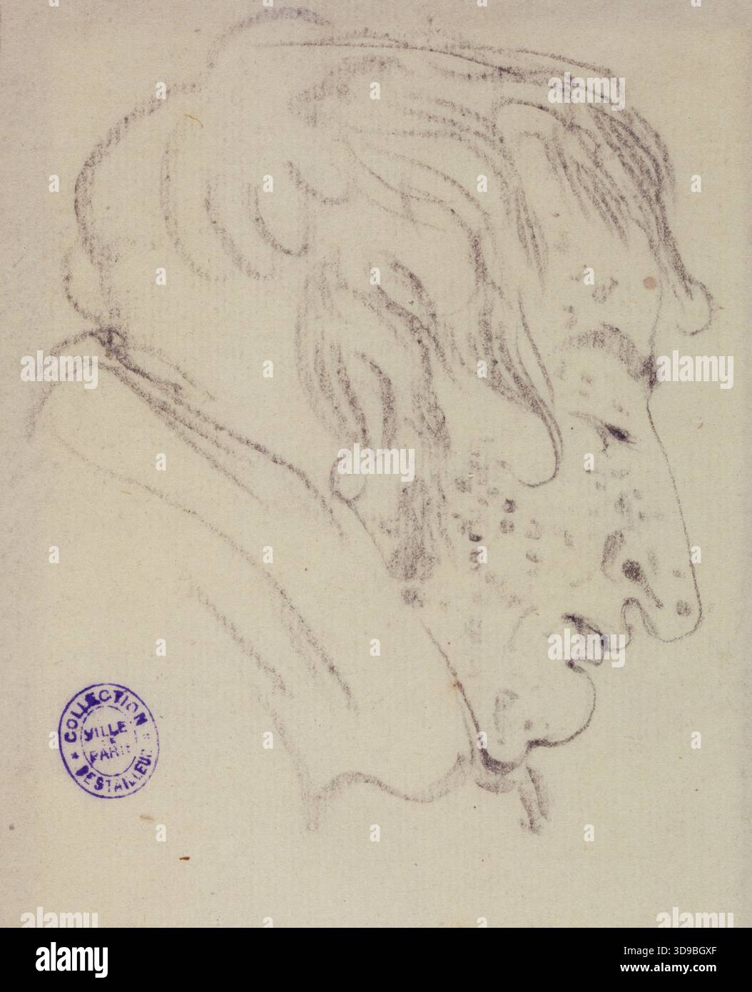 Caricatura del signor A.F. Thomas, Scultore? (1795-1875). Isabey, Jean-Baptiste, Draughtsman. Disegno, Arti grafiche, grafite. Dimensioni - illustrazione: Altezza: 14,2 cm, larghezza: 10,7 cm. Dimensioni - montaggio: Altezza: 17,8 cm, larghezza: 13,8 cm. Dimensioni - tappetino museo: Altezza: 50 cm, larghezza: 40 Foto Stock