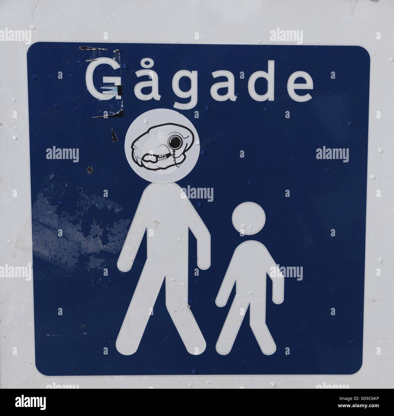 Un cartello stradale danese nel centro di Copenaghen, Danimarca Foto Stock