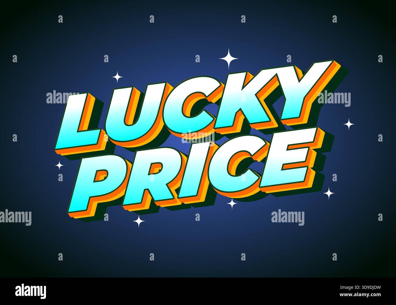 Un design grafico vivace con le parole Lucky Price in audace e colorata tipografia dallo stile moderno Illustrazione Vettoriale