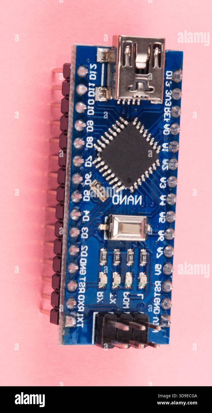 Scheda a circuito stampato con componenti Foto Stock