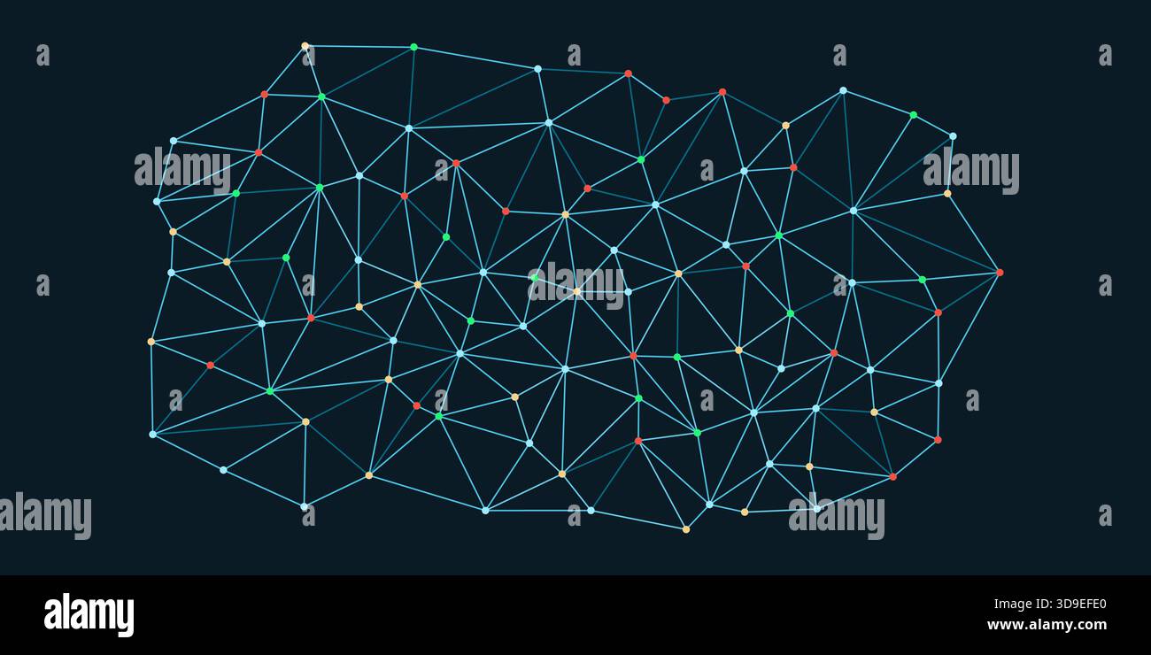 Rete di punti connessi isolati nello spazio: Concetto di scienza e tecnologia Illustrazione Vettoriale