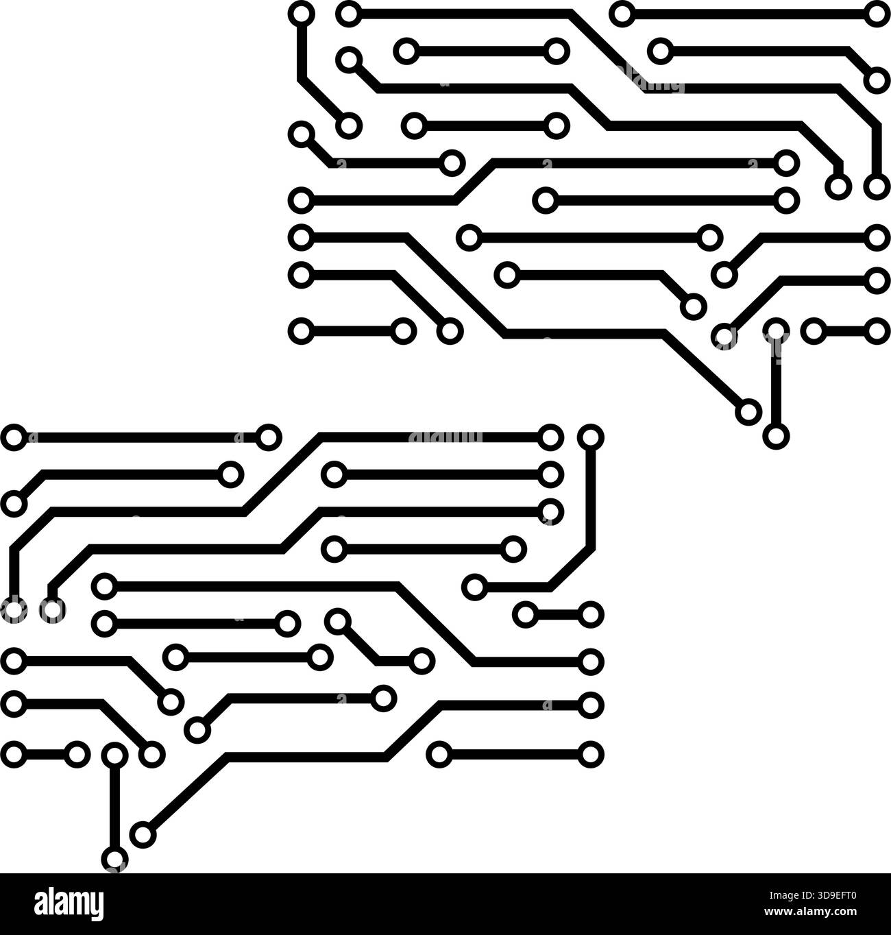 Scheda a circuito stampato a forma di bolle vocali: Social media, comunicazione e concetto di intelligenza artificiale, isolato Illustrazione Vettoriale