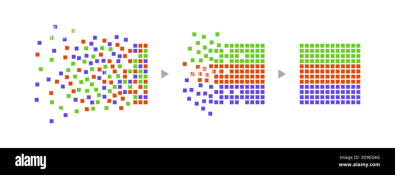 Elaborazione di big data, analisi e decisioni, gestione di big data e intelligenza artificiale Illustrazione Vettoriale