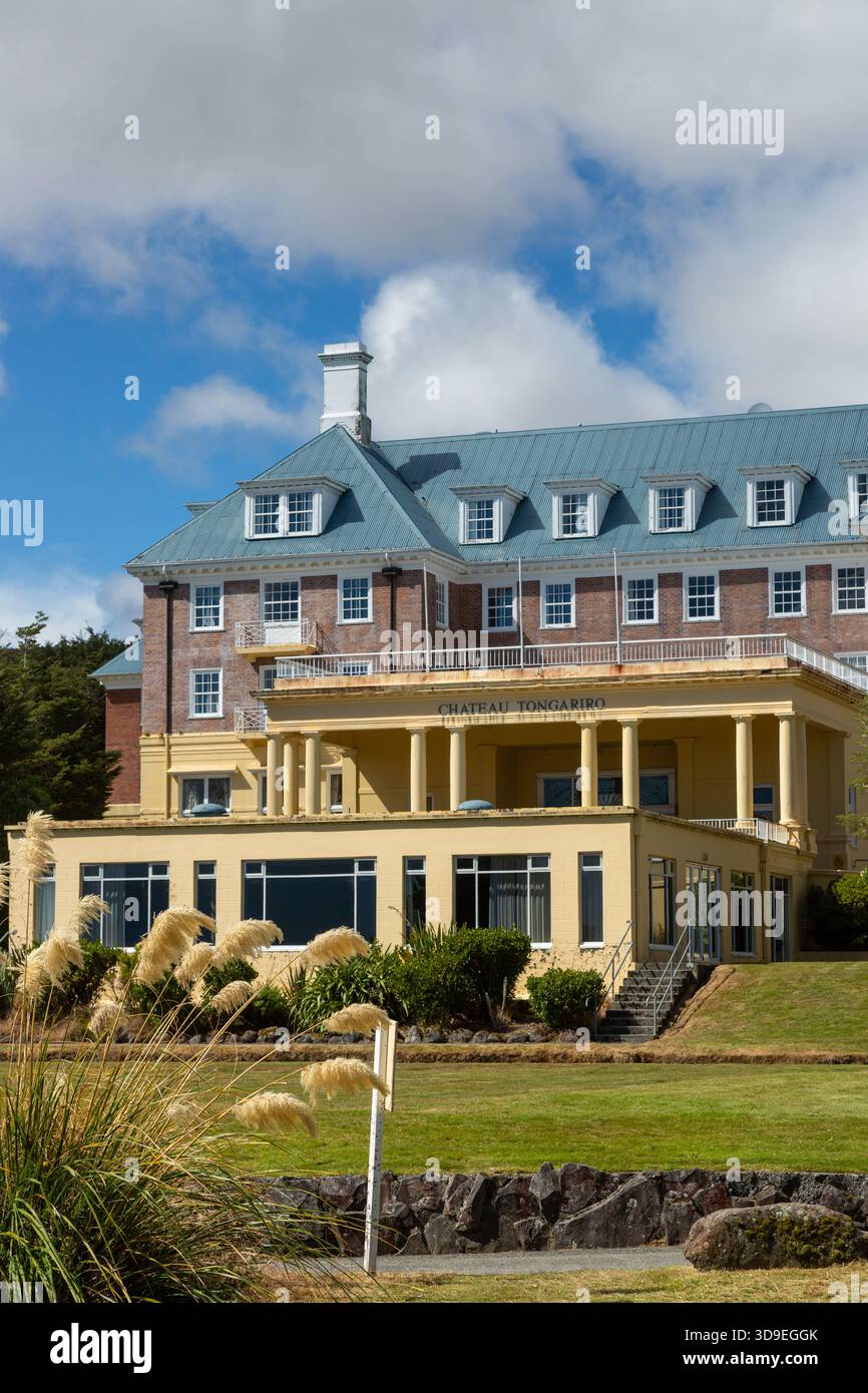 Hotel Chateau Tongariro, Whakapapa, Parco Nazionale Tongariro, nuova Zelanda Foto Stock