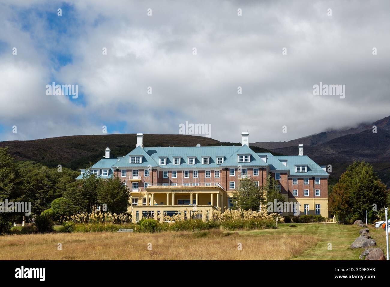 Hotel Chateau Tongariro, Whakapapa, Parco Nazionale Tongariro, nuova Zelanda Foto Stock
