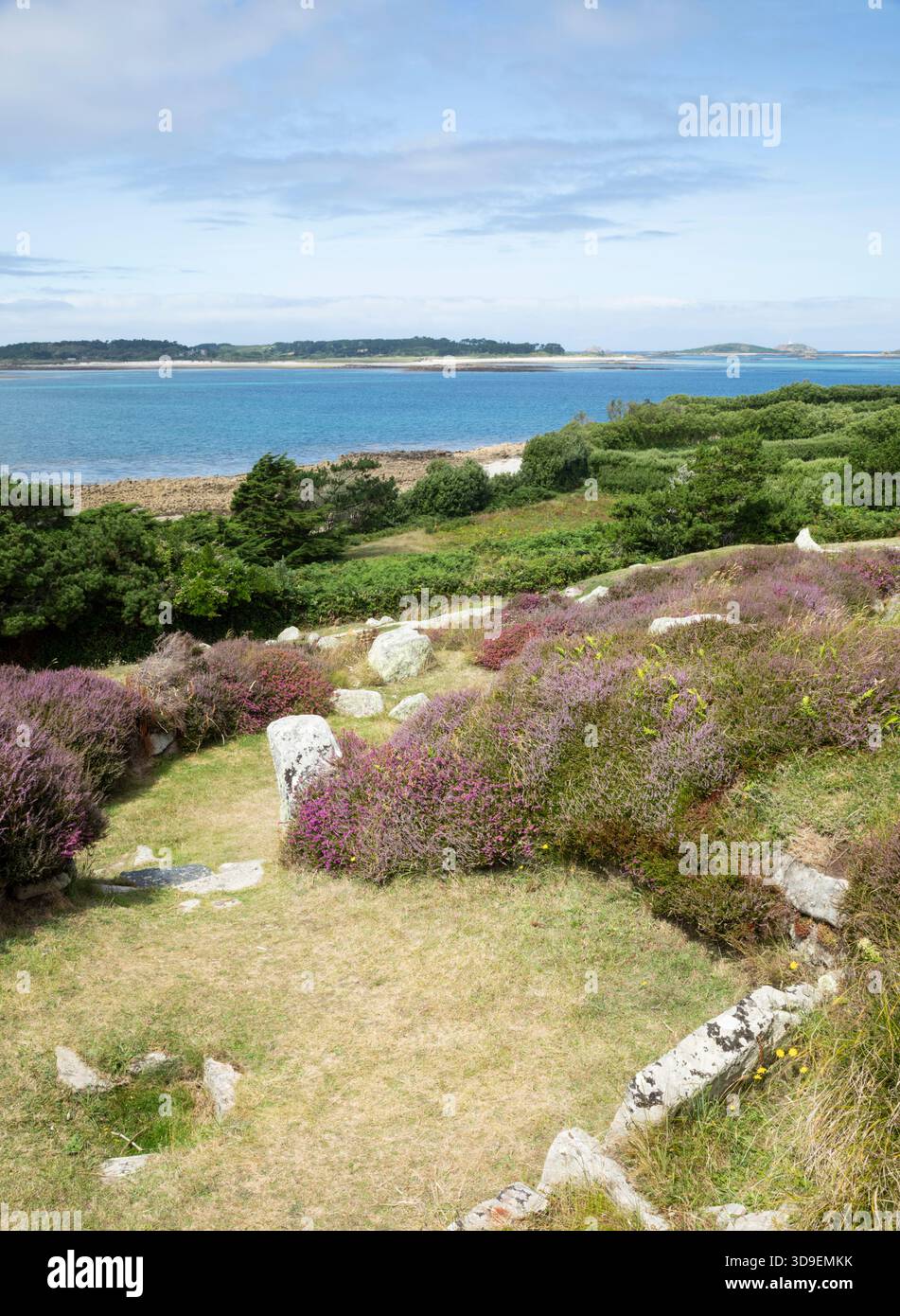Halangy Down Ancient Village sull'isola di St Mary. Isole Scilly, Cornovaglia, Regno Unito. Foto Stock