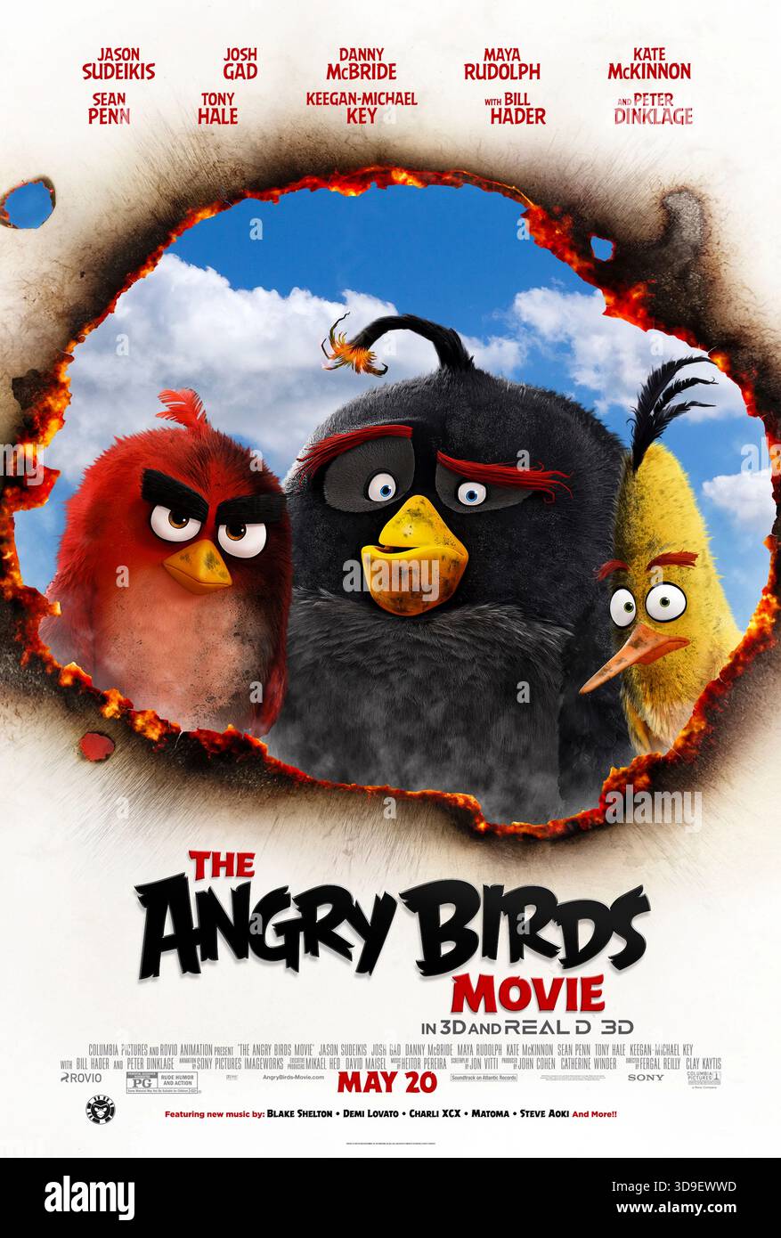 The Angry Birds Movie (2016) diretto da Clay Kaytis e Fergal Reilly e interpretato da Jason Sudeikis, Josh Gad e Danny McBride. Su un'isola di uccelli senza volo, tre disadattati indagano sull'arrivo di misteriosi maiali verdi che potrebbero minacciare la loro tranquilla casa. USA SOLO PER USO EDITORIALE DI un foglio di poster. Credito: Uscita BFA / Sony Pictures Foto Stock