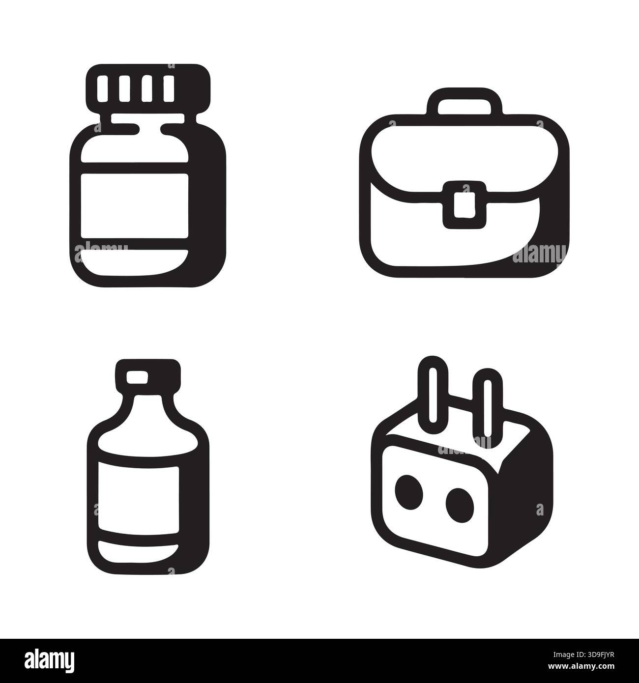 Semplici icone di linea che rappresentano la valigetta aziendale per forniture mediche Illustrazione Vettoriale